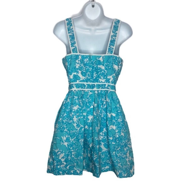 Lily Pulitzer Turquoise Blue and White Summer Dress - Picture 4 of 8